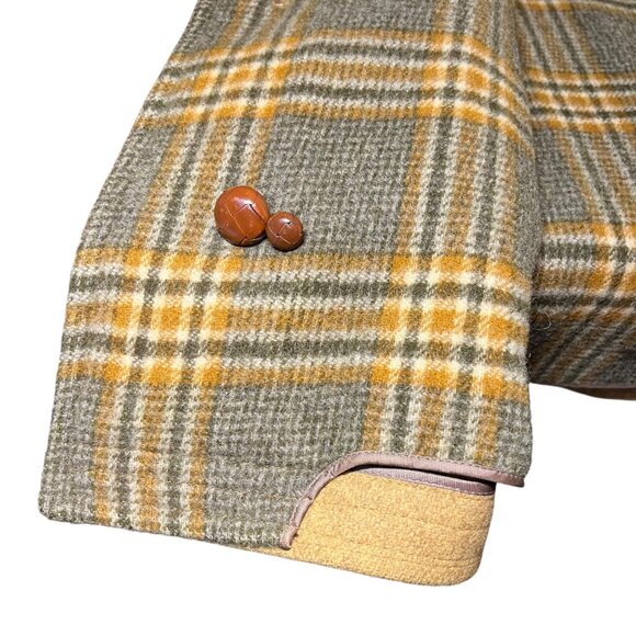 Rare Zero King Boiled Wool Mens Heavy Overcoat USA Camel Tan Wood Button Size 44 - Picture 9 of 16